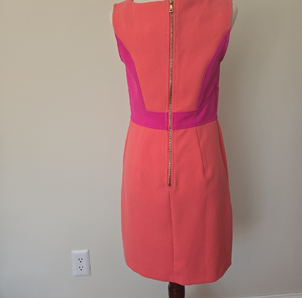LOFT Coral and Fuchsia Colorblock Sheath Dress - Picture 4 of 6